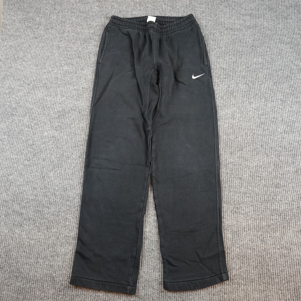 Nike Fleece Sweatpants Mens Medium Black Straight Elastic Waist Pockets Athletic